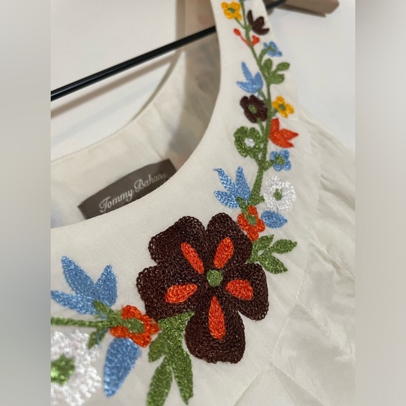 Tommy Bahama White Embroidered Cotton Floral Dress Beach Swim Cottagecore Sz Med - Picture 9 of 10